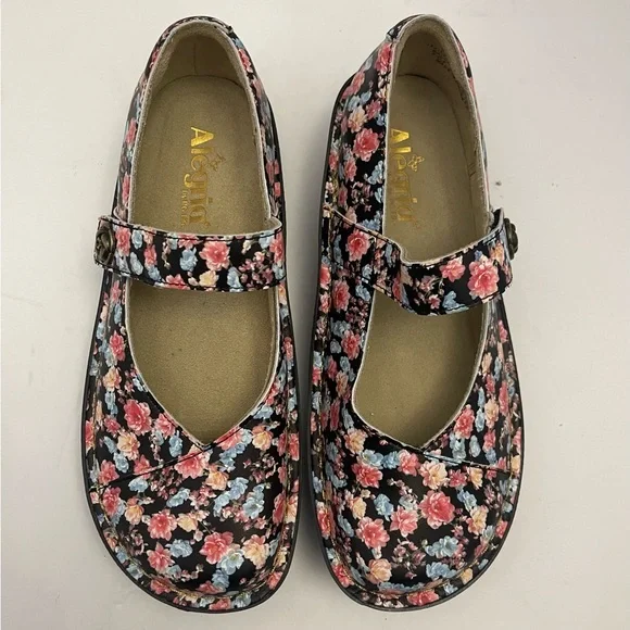 Alegria Leather Adjustable Slip-On Mary Janes Marcy Size - Picture 2 of 6